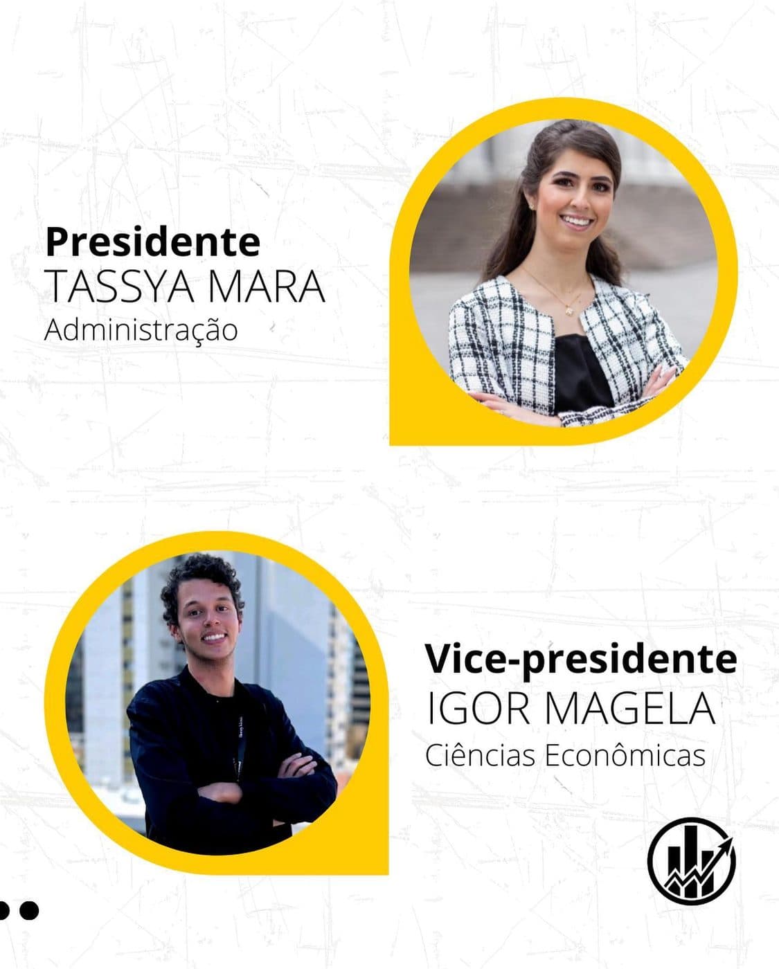 Presidente Tassya Mara e vice-presidente Igor Magela, gestão 2023.